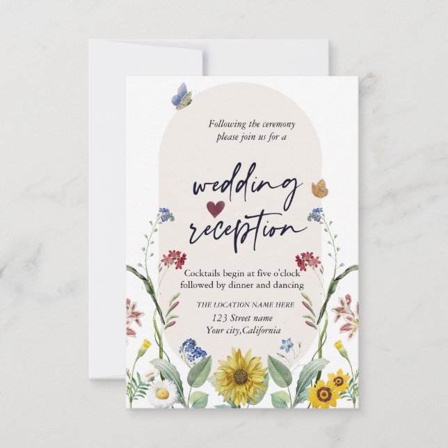 Invitación Marpas Mariposas Girasoles Recepción (Anverso)