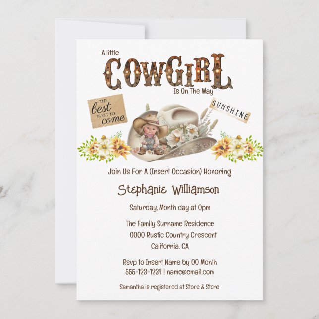 Invitación Marquesina de vaca gorra de vaquero occidental gir (Anverso)