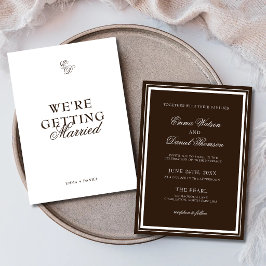 Invitación Marrimonio marrón chocolate Nos estamos casando Bo
