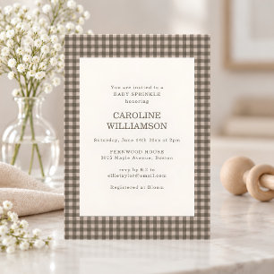 Invitación Marrón beige a cuadros y gingham a cuadros Baby Sp