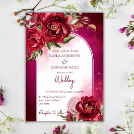 Invitación Marrón boda de Borgoña flores arco moderno