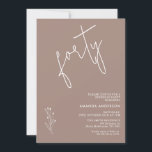 Invitación Marrón cálido minimalista Boho Motif 40 cumpleaños<br><div class="desc">Minimalista cálido Boho Motif 40th Birthday Invitation Simple,  moderna y minimalista en estilo,  cálida invitación de 40 años de color marrón con un original motivo de follaje dibujado.</div>