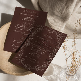 Invitación Marrón Chocolate Dinero Antiguo Todo En Uno Boda