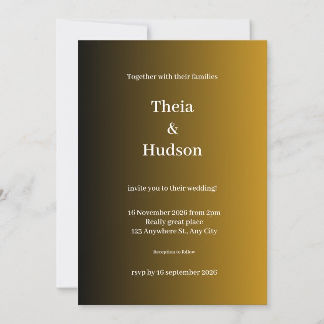 Invitación marrón con caligrafía árabe simple (Anverso)