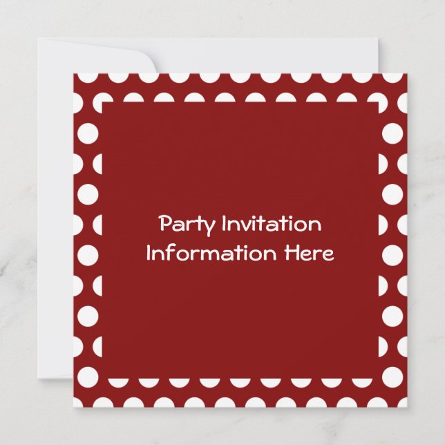 Invitación Marrón con puntos de polka blancos en blanco (Anverso)