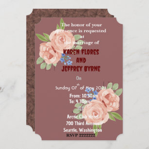 Invitación Marrón con Rosa