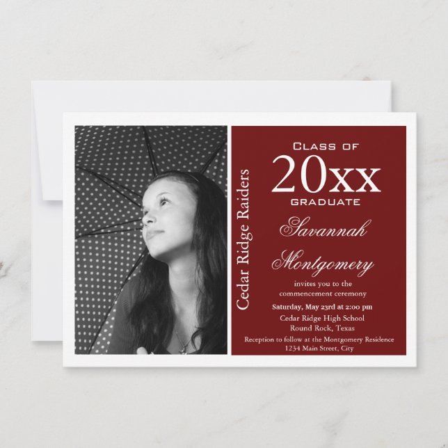 Invitación Marrón de anuncios de graduación de foto de person (Anverso)