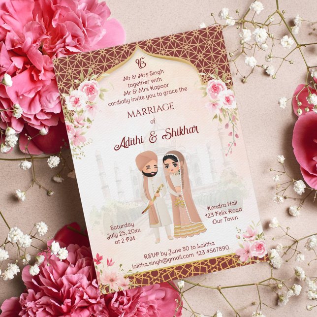 Invitación Marrón de boda punjabí y novia india (Subido por el creador)
