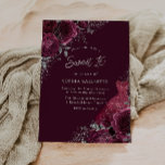 Invitación Marrón de Borgoña, vestido plateado y dulce floral<br><div class="desc">Maroon de Borgoña,  Plata Vestido y Dulce Floral 16 Invitación Más elegantes diseños florales en nuestra tienda! Vea la colección coincidente en nuestra tienda</div>