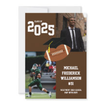 Invitación marrón de deportes de graduación de fút