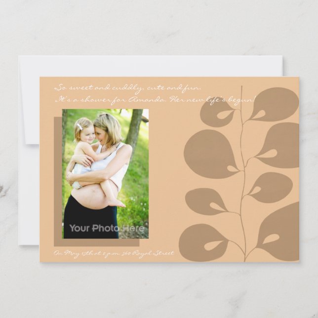 Invitación marrón de la fiesta de bienvenida al (Anverso)