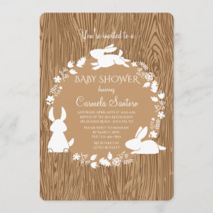 Invitación marrón de pequeños conejitos