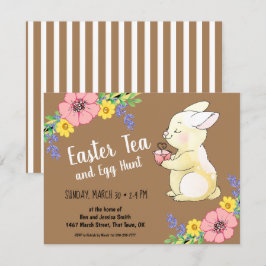 Invitación Marrón de primavera de caza de huevos y té de Pasc