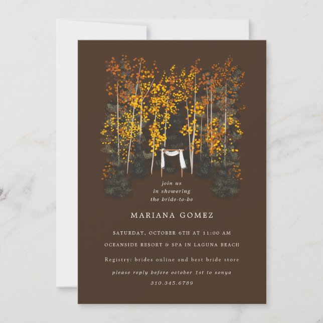 Invitación marrón del Boda Altar de Árboles de Oto (Anverso)
