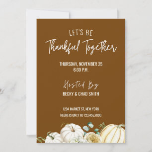Invitación marrón para cena de Acción de Gracias f