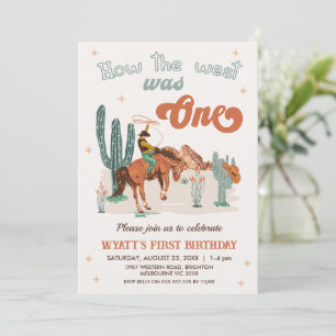 Invitación Marrón Rústico Verde Cómo fue el primer cumpleaños