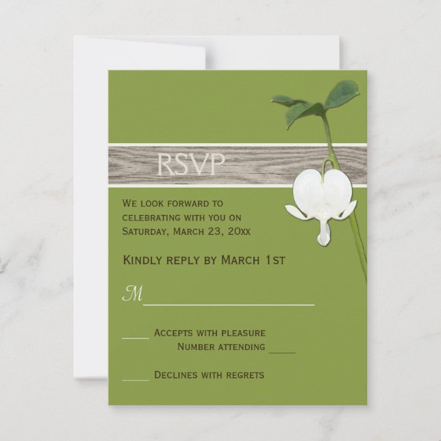 Invitación Marrón Verde Marfil Corazón Sangrante RSVP Boda (Anverso)