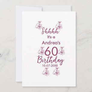 Invitación Marron white mauve shhhh nombre floral de 60 años