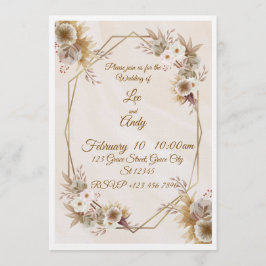 Invitación marrón y beige para boda