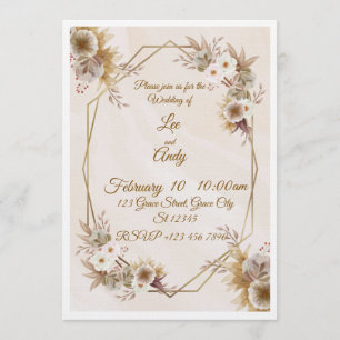 Invitación marrón y beige para boda