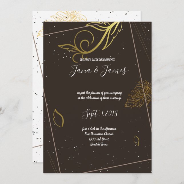 Invitación Marrón y blanco rústico (Anverso / Reverso)