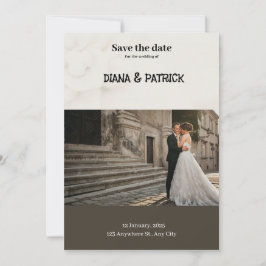 Invitación Marrón y blanco simple Guardar la fecha