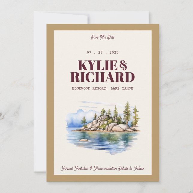 Invitación Marrón y Dorado Guardar la Fecha (Anverso)