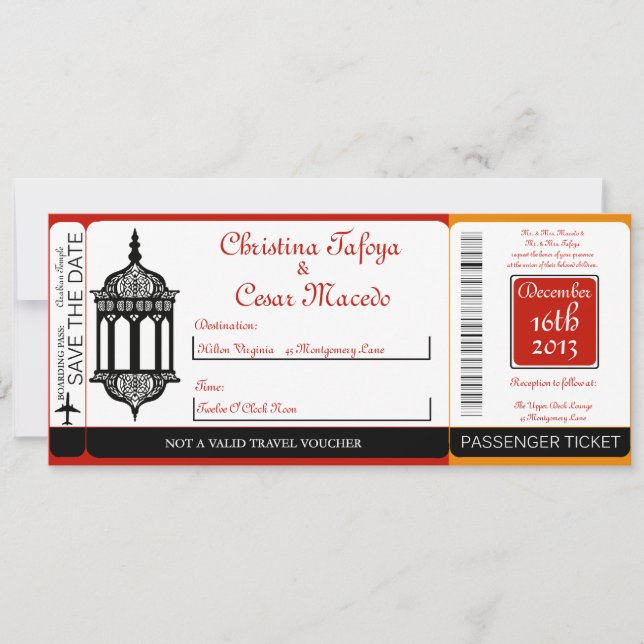 Invitación marroquí de la boda del documento de (Anverso)