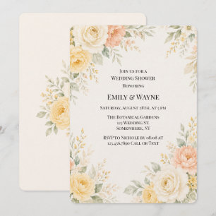 Invitación Marruecas Florales de Amarillo Manteca y Marfil 