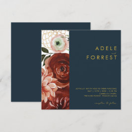 Invitación Marsala Autumn Floral | Boda de la plaza de la Mar