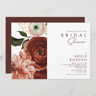 Invitación Marsala Autumn Floral   Ducha de novia blanca