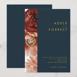 Invitación Marsala Autumn Floral | Navío Todo En Un boda