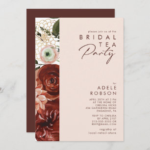 Invitación Marsala Autumn Floral   Rubor Bridal Tea Fiesta