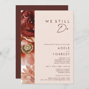 Invitación Marsala Autumn Floral   Rubor Que Aún Renovamos