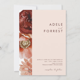 Invitación Marsala Autumn Floral | Rubor Todo En Un boda