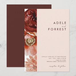 Invitación Marsala Autumn Floral | Rubor Todo En Un boda