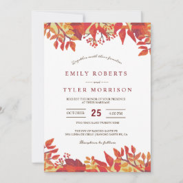 Invitación Marsala Brown Burgundy Floral Fall Wedding
