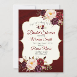 Invitación Marsala Burgandy Watercolor Floral Bridal Shower