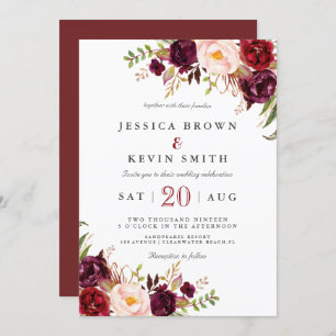 Invitación Marsala burgundy floral