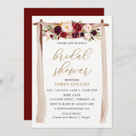 Invitación Marsala Burgundy Floral Arch Boho Bridal Shower