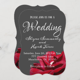 Invitación Marsala Burgundy Floral Gray Moderno Boda
