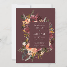 Marsala Burgundy Peach Watercolor Floral