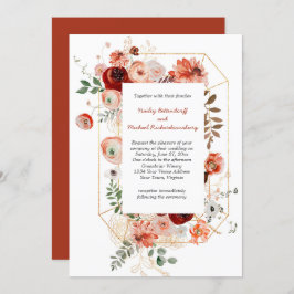 Invitación Marsala Burgundy Rubor Fall Floral Boda