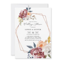 Marsala Flores de otoño ducha de matrimonio geomét