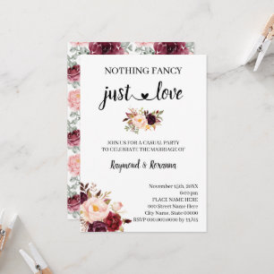 Invitación Marsala Flowers Nothing Fancy just Love Elopement