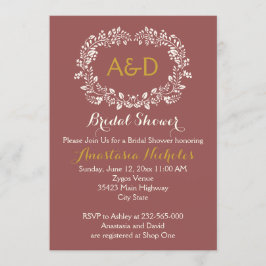 Invitación Marsala follage wreath boda ducha de novia
