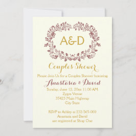 Invitación Marsala follaje coraje parejas bodas ducha