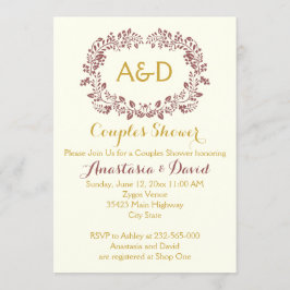 Invitación Marsala follaje coraje parejas bodas ducha