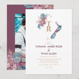 Invitación Marsala | Hojas Tropicales Floral Boda