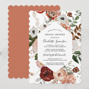 Invitación Marsala Pink Terracotta Floral Bridal Shower